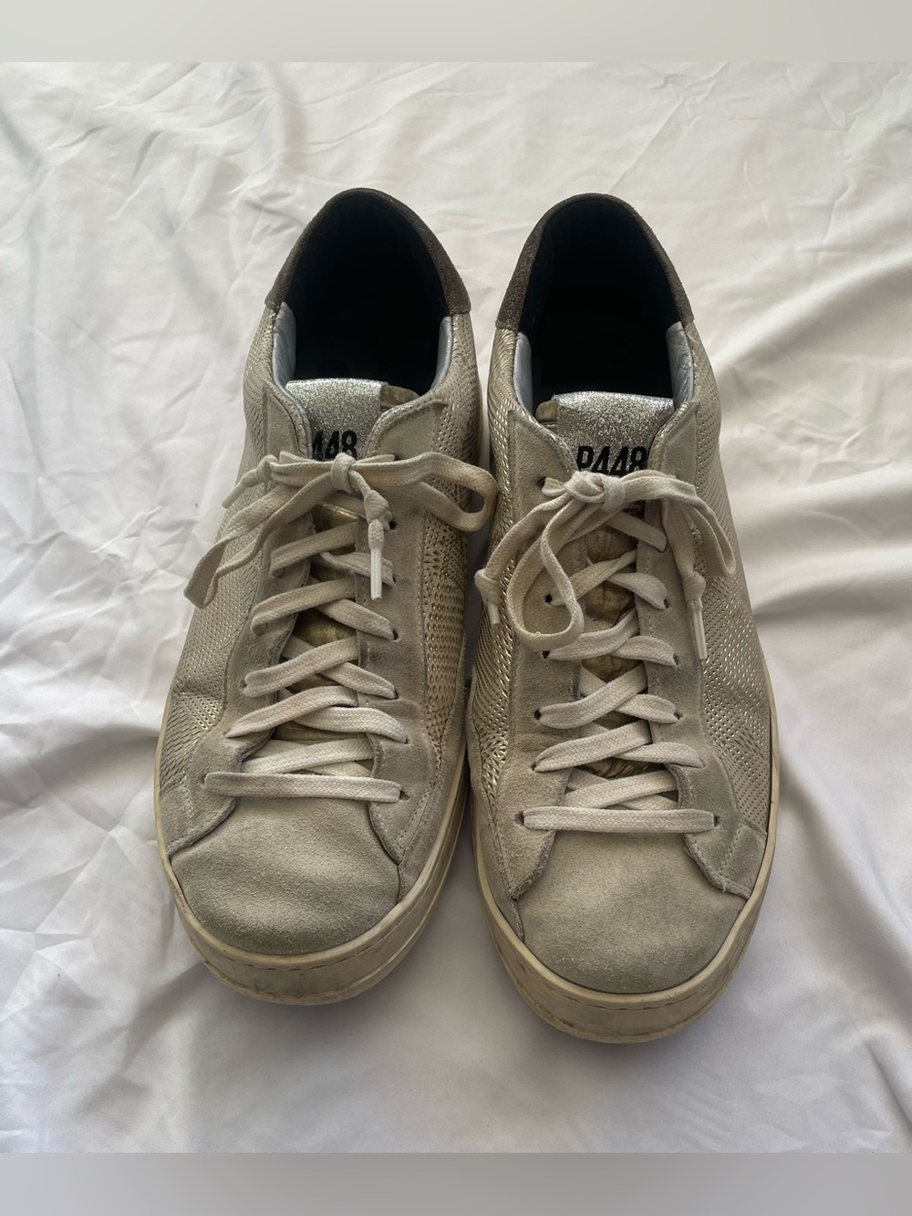 P448 John Metallic Silver Gold Suede Leather Sneakers You Can Surf Later (39)
